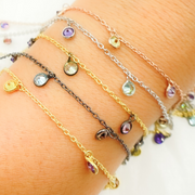 Multi Color Cubic Zirconia 4mm Round Shape Dangle Chain.